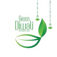 eco friendly green diwali concept background with creative diya vector