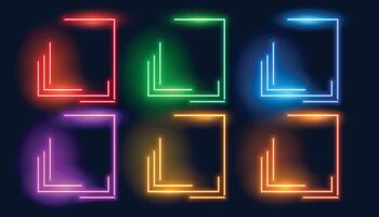 set of six neon colorful geometric empty frames vector