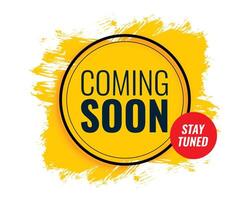 abstract coming soon promo template with yellow grunge vector