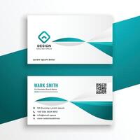 stylish turquoise and white business card design vector