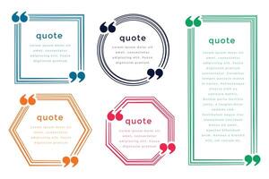 five line style quotation boxes template design vector