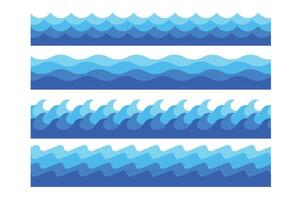 stylish marine sea waves in different shapes set vector