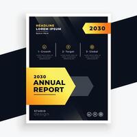 stylish black and yellow annual report flyer template design vector