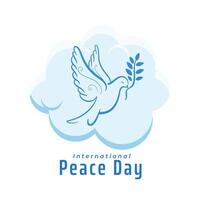 decorative peace day wishes card with dove in cloudy design vector illustration