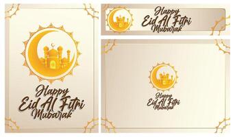 isolated calligraphy of happy eid mubarak vector