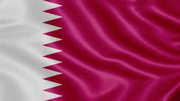 Flag of Qatar. Realistic Waving Flag 3d Render Illustration with Highly Detailed Fabric Texture photo