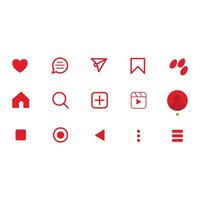 Set of red icons for web and mobile applications. Vector illustration. resources graphic icon element design. Vector illustration with social media theme ui icon