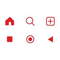 Set of red icons for web and mobile applications. Vector illustration. resources graphic icon element design. Vector illustration with social media theme ui icon