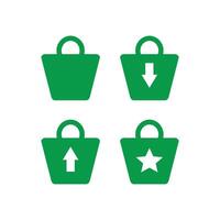 Set of green shopping bag icons isolated on white background. Vector illustration. resources graphic icon element design. Vector illustration with UI template theme