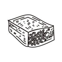 hand drawn doodle illustration of a piece of tempeh on a white background. resources graphic element design. Vector illustration with the theme of traditional Indonesian food