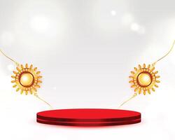 decorated rakhi for raksha bandhan card with 3d podium design vector