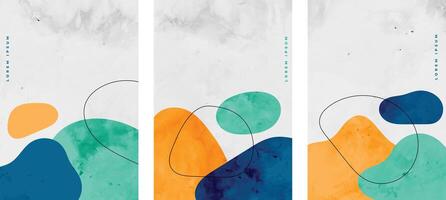 set of minimalist watercolor stains elements flyer vector