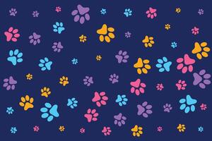 colorful dog or cat paw prints pattern background vector