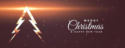 shiny merry christmas tree banner with light effect vector