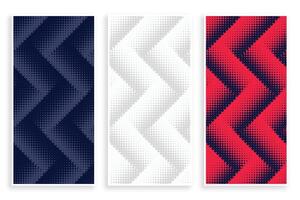 zigzag halftone banners set in white red and black color vector