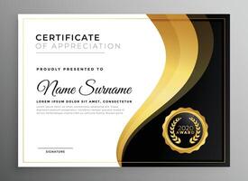 golden certificate of appreciation for multipurpose design vector