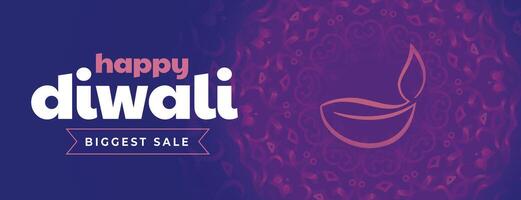 happy diwali biggest sale banner with artistic diya vector