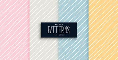 elegant hand drawn lines patterns in four colors vector