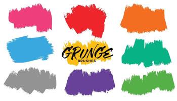 grunge brush stroke background set of nine vector