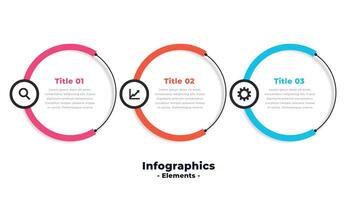 Tres pasos circular moderno infografía modelo diseño vector