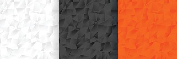 abstract low poly three color background pattern set vector