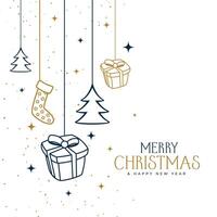 hand drawn merry christmas decorative background design vector