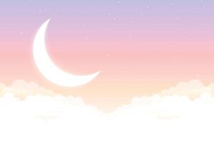dreamy fairy tales moon star and clouds beautiful background vector