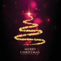 merry christmas creative tree made with golden sparkles vector