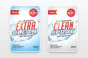 extra clean detergent labels stickers design set vector