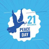 happy 21th september template with flying pigeon in silhouette style vector illustration