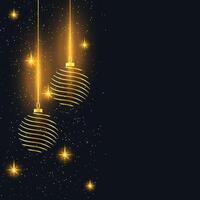 merry christmas background with golden balls and sparkles vector