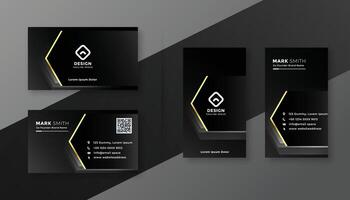 professional dark black business card with golden effect design vector