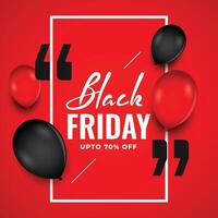 black friday red sale background with balloons vector