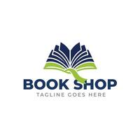 Open book page education logo with bookmark ribbon vector