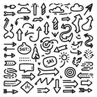 A Collection of Scribble Arrow Strokes in Varied Sizes and Directions vector