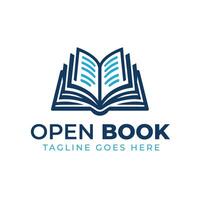 Open book page flat education logo vector