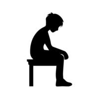 Alone boy sad Silhouette of Very sad man Free Vector