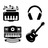 Acoustic and electric guitar outline musical instruments Vector isolated silhouette guitare doodle