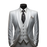 ai generado elegante blanco de los hombres formal traje aislado en transparente antecedentes. generativo ai png