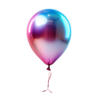 AI generated Colorful Holographic Helium Balloon Floating on Transparent Background. Generative Ai png