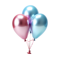 ai généré bouquet de coloré holographique des ballons avec confettis isolé sur transparent Contexte. flottant hélium des ballons. génératif ai png