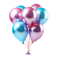 AI generated Bunch of Colorful Holographic Balloons with Confetti Isolated on Transparent Background. Floating Helium Balloons. Generative Ai png