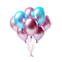 ai generiert Bündel von bunt holographisch Luftballons mit Konfetti isoliert auf transparent Hintergrund. schwebend Helium Luftballons. generativ ai png