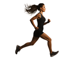 AI generated Fit Young Woman Running Isolated on Transparent Background. Generative Ai png