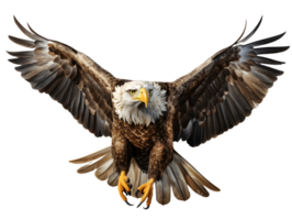 ai généré Aigle en volant avec propager ailes isolé sur transparent Contexte. proche en haut de une faucon. génératif ai png