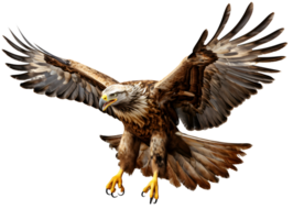 ai généré Aigle en volant avec propager ailes isolé sur transparent Contexte. proche en haut de une faucon. génératif ai png