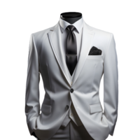 ai generado elegante blanco de los hombres formal traje aislado en transparente antecedentes. generativo ai png