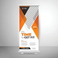 Rollup banner design for gym vector