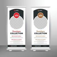 Furniture business rollup banner template, Editable pop up display design, Furniture rollup banner template vector