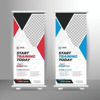 Start training today Fitness gym business Rollup banner design vector